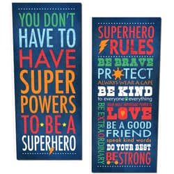 Gango Home Decor Superhero Rules Set by Stephanie Marrott; Two 8