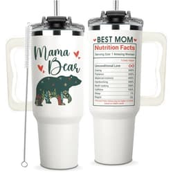 Vivulla68 Christmas Gifts For Mom - Mama Bear Tumbler With Handle 40oz, Mama Tumbler, Mommy Gifts from Daughter, Momma Gift, Mommy Coffee Mug, Mom Cup, Momma Bear Birthday Present, Mothers Day Gift Tumblers