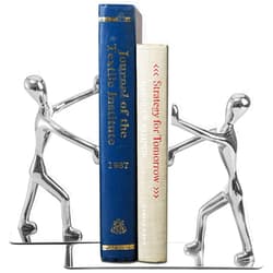 Fasmov Heavy Duty Stainless Steel Man Bookends Nonskid Bookends Art Bookend,1 Pair(Silver)