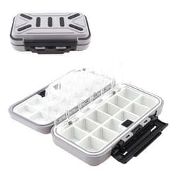 OriGlam Fishing Tackle Storage Box, Double Sided Waterproof 16 Compartments, Tackle Storage Organizer Box, Fishing Lure Box Storage Containers (Gray)