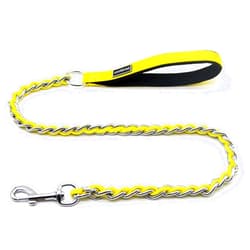 Coolsnail Dog Chain Leash,Heavy Duty Dog Leash with Soft Padded Handle,Chew Proof Metal Leash-Stainless Chain and Nylon Rope Fashion Design,Training Dog Leash-for Medium to Large Dogs Yellow
