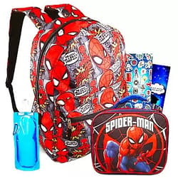 Fast Forward Spiderman Backpack and Lunch Box for Boys - Bundle with Spiderman Backpack for Boys 7-8, Spiderman Lunch Bag, Water Pouch, Stickers, More