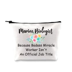 JXGZSO JXGSO Marine Biologist Gift Because Badass Miracle Worker Isn't An Official Job Title Cosmetic Bag Gift For Ocean lover