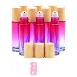 Kesell 10Pcs 10ml Essential Oil Roller Bottles Rose-blue Gradient Roller Bottle Sample Bottle with Stainless Steel Roller Ball and Plastic Lid Perfume Container (5 Funnels, 5 droppers, 1 bottle Opener)