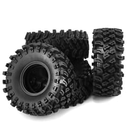 Chanmoo 2.2 RC Crawler Tires 1/10 RC Rubber Slingers Grappler Mud Wheels Tyres For 1:10 Scale Rock Crawler Car Axial SCX10 90047 D90 TF2 Tamiya CC01 Traxxas TRX4 2.2in Beadlock Rims 4PCS