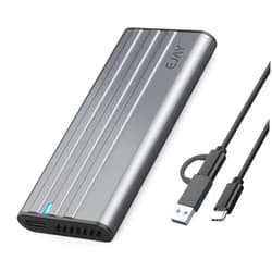 EJAY Aluminum Type C Tool-Free M.2 NVME SSD Enclosure,USB 3.1 Gen 2 10 Gbps PCIE to USB C External Case Adapter with UASP Trim and Silicone Cooling plate (M201N(V))