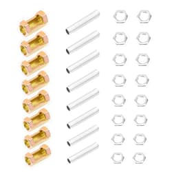 Rrina 8 Sets M10 Lamp Pipe Repair Parts Kits, M10x30 Hexagon Open Nut, M10x50 All Thread Lamp Pipe Nipples, M10 Hex Lock Nut