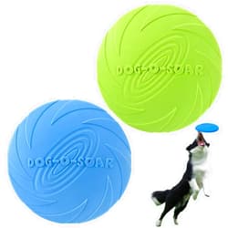 XIGOU Flying Disc, 2 Pack Flyer Toy for Small Large Dogs - Soft Rubber Interactive Disc, Floats in Water & Safe on Teeth, 7.2 Inch, Blue & Green