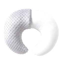 QUENESS Nursing Pillow and Positioner, Breastfeeding, Bottle Feeding, Baby Sitting Support with Removable Ultra Soft Cover, Tummy Time Support for Baby Boys and Girls (Gray)