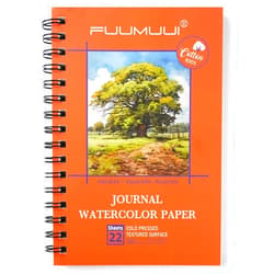 Fuumuui Watercolor Journal 5.5x8.5-inch, Fuumuui Watercolor Sketchbook 100% Cotton Paper Cold Pressed 140 lb/300gsm 22 Sheets for Watercolor As Travel Notebook On The Go
