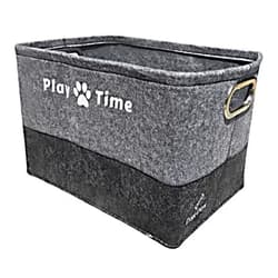 Generic Collapsible Pet Toy Box Storage Bin and Toy Storage Basket Organizer Container with Metal Handles – Perfect for Organizing Pet Toys, Dog Toys, Leashes, Cat toys, Food, Cat/Dog Treats and Blankets