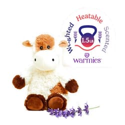warmies Microwavable & Weighted Stuffed Animals, Cow - Heatable Comfort for Warmth - Weighted Calming Pressure - Lavender Scented Emotional Support - 13 in, 1.5 lb - For Boys, Girls, Babies & Toddlers