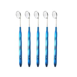 ARTMAN INSTRUMENTS Dental Mirror Stainless Steel with Blue Plasma Handle, Set of 5 Dental Mirrors Front Surface Rhodium Plasma Coated Cone Socket Threading