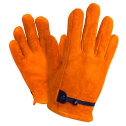Hocoi Moa Toddler Work Gloves Age 2-12, Sheepskin/Cowhide Kids Leather Work Gloves for Children Yard Gardening (Brown/Yellow)