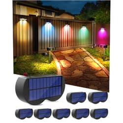 Amiluo 2-in-1 Solar Lights Outdoor 8 Pack with Ground Stakes, RGBWW 10 Fixed Colors & 5 Modes, Waterproof IP65 Solar Landscape Lighting, Spot Solar Lights for Outside Garden Lights for Walkway Driveway