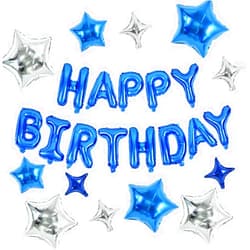 TONIFUL 35PCS Blue Happy Birthday Decorations 16 Inch Happy Birthday Balloon Banner with Star Balloons Mylar Foil Birthday Party Decorations Supplies for Men Women Adults Girls Boys Kids