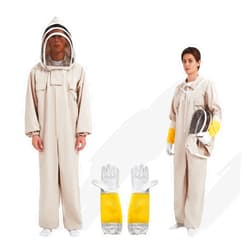 QHZHANG Beekeeping Suit Beekeeper Suit with Glove &Ventilated Hood, Multi-Size Bee Outfit for Backyard and Bee Keeper