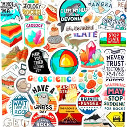 BulbaCraft 100Pcs Geology Stickers for Water Bottles, Geologist Stickers - Gift for Geologist - Geology Party Decorations and Favors - Gift for Women & Men