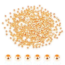 PH PandaHall 3mm 14K Gold Spacer Beads, 300pcs Mini Smooth Round Beads Seamless Ball Beads Small Brass Loose Beads Metal Beads for Summer Hawaii Layered Necklace Bracelet Jewelry Making