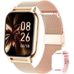 Popglory Smart Watch Answer/Make Calls, 1.85'' Smartwatch with AI Voice Control, Blood Pressure/SpO2/Heart Rate Monitor, Fitness Tracker Watch 2 Straps for Men Women for iOS Android Phones