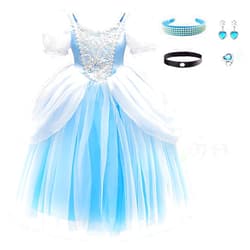 CQDY Cinderella Dress for Girls Princess Toddler Costume Blue Fairy Fancy Dress Halloween Birthday Party Outfits Clothes