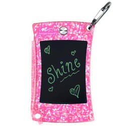 Boogie Board Jot Pocket Writing Tablet – Doodle Board Kids Travel Essentials LCD Screen Instant Erase Stylus Pen Kickstand Drawing Pad Girls Boys Educational Toy Birthday Gift Shimmer Collection, Pink
