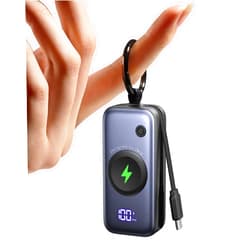 INIU Portable Charger, 5000mAh 20W External Phone Battery Pack, PD Fast Charging Keychain Power Bank with USB C Cable and Watch Charger, for iPhone 17 16 15 Air, Apple Watch Ultra 11 10 9 8 SE, etc.