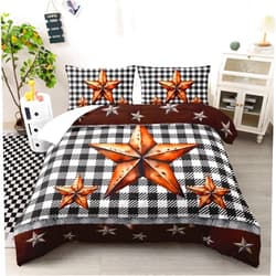 Ntlfup Star Comforter Set Twin Size for Kids, Black and White Plaid Decor Bedding Set for Kids Teens Adults, 1 Quilt and 2 Pillowcases