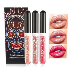 NVLEPTAP 3PCS Liquid Glitter Lipstick Glitter Lip Gloss Set,Diamond Shimmer Matte Lipstick Set Long Lasting High Pigment Glitter Lip Stick Kit Lip Gloss Set Halloween Makeup Gift - Set A