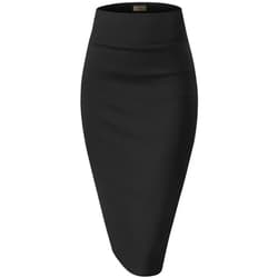 Hybrid & Company Women's Premium Nylon Ponte Stretch High Waist Pencil Suit Skirt Below Knee