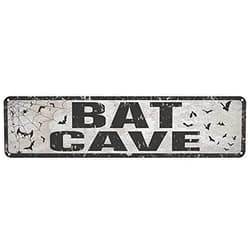 KIOZIY Bat Cave Metal Street Sign Vintage Rustic Decor Coffee Shop Bar Bedroom Home Wall Decoration Bat Cave Sign 4x16 Inch Man Cave Sign