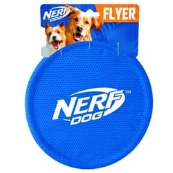 Nerf Dog Nylon Flyer Dog Toy, Flying Disc, Lightweight, Durable and Water Resistant, Great for Beach and Pool, 9 inch diameter, for Medium/Large Breeds, Single Unit, Blue