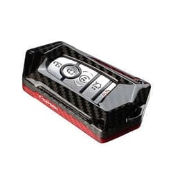 Three T Carbon Fiber Remote Key Fob Cover Case Shell Holder for Ford Mustang/Edge/Ecosport/For F-150 For F-250 2018-2020, For Lincoln Corsair/Aviator/Continental/Navigator 2020-2021, Black + Red