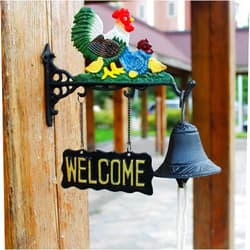 DOGOU Iron Cast Door Bell Antique, Family of Chicks, Wall Decor Ringing Doorbell for Front Yard Gazebo, Weatherproof Dinner Bells