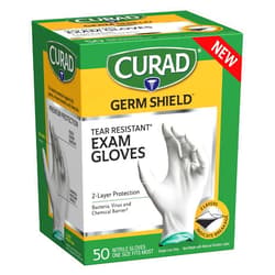 Medline CURAD Shield Nitrile Exam Gloves, Disposable Gloves are Tear Resistant, One Size Fits Most (50 Count), Can be used as medical gloves, cleaning gloves, or for home improvement tasks