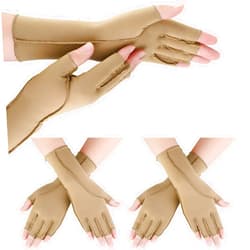 Janmercy 3 Pairs Arthritis Compression Gloves for Women and Men Carpal Tunnel Pain Relief, Rheumatoid, Swelling Tendonitis(Large,Nude)