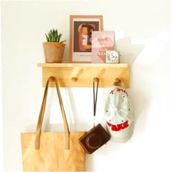 XAOHOME Wall Mount Coat Rack with Shelf, Sturdy Wooden Floating Shelf with Hooks Save Your Indoor Space, Wall Organizer siutable for Entryway, Mudroom, Kitchen, Bathroom, etc(Oak Finish)