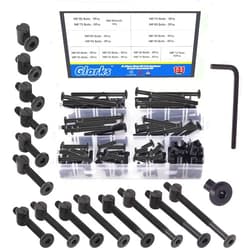 Glarks 141Pcs M6x15/ 20/25/ 30/35/ 40/45/ 50/55/ 60/65/ 70/75/ 80mm Baby Bed Crib Screws Hardware Replacement Kit, Black Hex Socket Cap Bolts Screws and Nuts Assortment Kit with a Allen Wrench