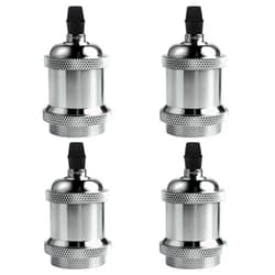 DiCUNO E26 Edison Vintage Lamp Socket, Retro Pendant Lamp Holder, Light Sockets Replacement, Antique Look for Industrial, Decorative, DIY Lighting, 600℃ Heat Resistant, 4 Packs (Chrome Color)