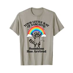 Raccoon Meme Sarcastic Saying Trash Panda Apparel Your Little Ray of Sarcastic Sunshine Has Arrived Raccoon T-Shirt