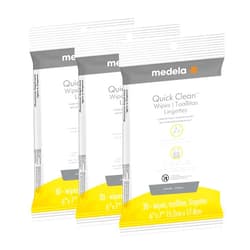 Medela Quick Clean Breast Pump and Accessory Wipes 90ct, 3 Packs of 30 Count, Resealable, Convenient and Hygienic On The Go Cleaning for Tables, Countertops, Chairs, and More