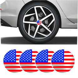 MLAHUIER 4PCS Car Wheel Center Caps Stickers, Center Caps for Rims, 3D Wheel Hub Cap 56mm American Flag Decorations, Car Exterior Accessories Metal Emblem Decals for Car Truck SUV(Color)