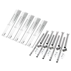 OUTDOOR BAZAAR Set of 5 Universal Heat Plates & 1/2 inch Burner Replacement for Gas Grills from Brinkmann, Charbroil & More, Adjustable Flame Tamers Heat Tent Heat Shields & Universal Burners Tubes, BBQ Grill Parts