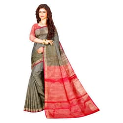 Ta la hi Collections Elegant Uppada Pattu saree for Women, Readymade work blouse (34-38) Blouse/FALL and PICO - Green and Pink border