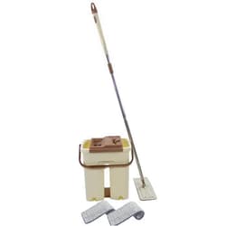 5 STAR SUPER DEALS Self Cleaning Drying and Wringing - Flat Mop & Bucket System with 2 Reusable Microfiber Mop Pads for Wet and Dry Mopping On All Floor Surfaces (Mop Bucket Cleaning System)