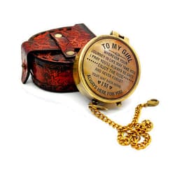 5MOONSUN5's Engraved Brass Compass Gift to My Girl/Daughter/Gift for Girl from Dad/Gift to Daughter from Mom/Engraved Gift/Father Mother Gift A Perfect and Personalized Gift with Leather Case