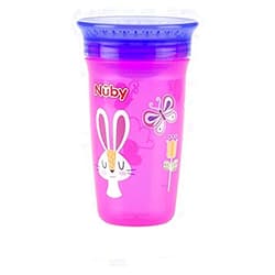 Nuby 1pk No Spill 360 Degree Printed Wonder Cup - Colors May Vary
