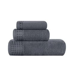 GLAMBURG Ultra Soft 3 Pack Cotton Towel Set, Contains a Bath Towel 28x55 inch, a Hand Towel 16x24 inch & a Wash Coth 12x12 inch, Ideal Everyday use, Compact & Lightweight - Charcoal Grey