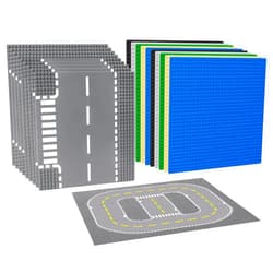 Pokiiulk 19 Pack (10 Multicolored + 9 Road) Baseplates for Bricks Town Building, Compatible with Lego Classic Bricks, Compatible with Lego City Sets