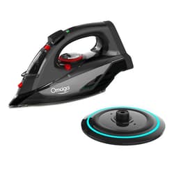 OMAIGA Cordless Iron, 1500W Cordless Iron with Steam - Cordless Iron for Clothes with 11.84oz Water Tank, Anti Drip Iron Cordless with Ceramic Soleplate and 3 Temperature Settings-BLACK